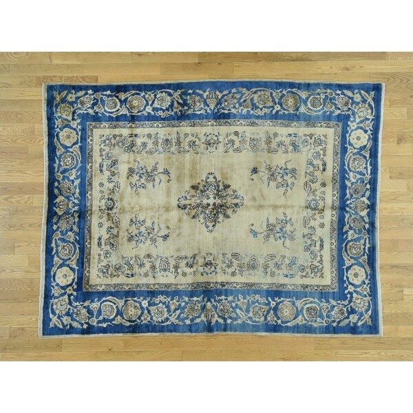 Hand Knotted Beige Antique with Wool Oriental Rug - 5'10 x 7'9. Opens flyout.