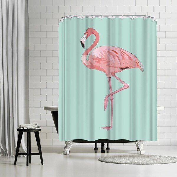 Happy Camper Shower Curtain Picnic Car Palm Tree Flamingo For Bathroom Decor 