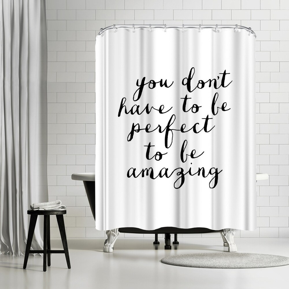 71x74 Black Green Graphic Print Quotes Sayings Modern Contemporary Polyester Cuddle Weather Shower Curtain by The Stylescape