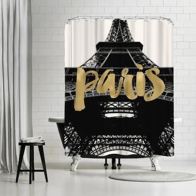 Americanflat 'Paris Eiffel Tower Gold On Bwphoto' - Shower Curtain