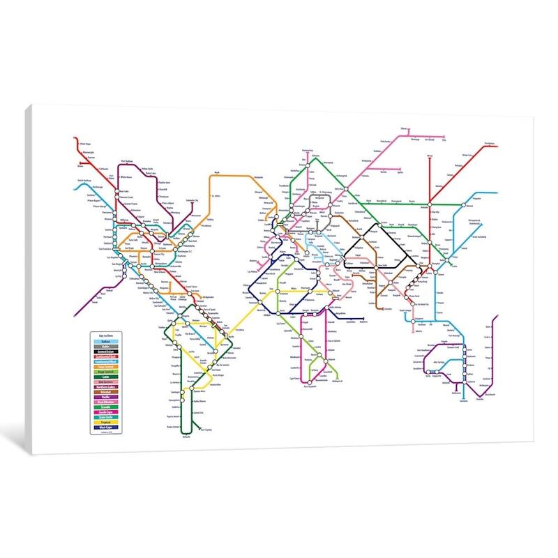 iCanvas "World Metro Tube Map" by Michael Tompsett Canvas Print