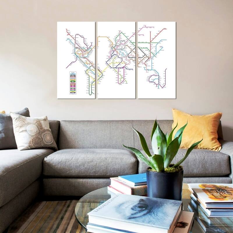 iCanvas "World Metro Tube Map" by Michael Tompsett Canvas Print