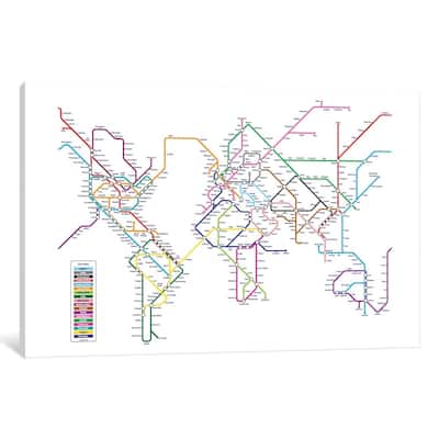 iCanvas "World Metro Tube Map" by Michael Tompsett Canvas Print