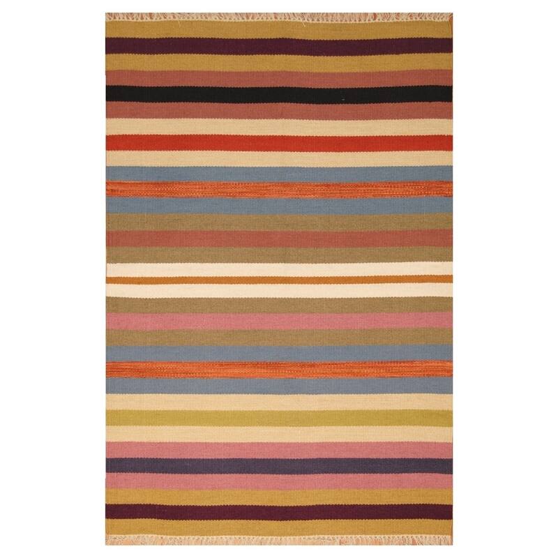 Handmade One-of-a-Kind Wool Kilim (India) - 4'6 x 6'8