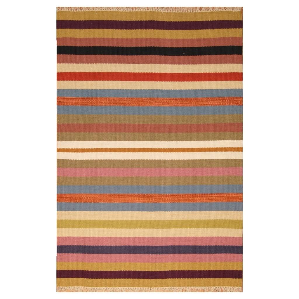 Handmade One-of-a-Kind Wool Kilim (India) - 4'6 x 6'8