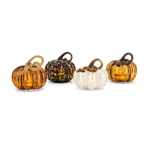 Shop Multi-color Small Glass LED Pumpkins (Ast 4) - On Sale - Free