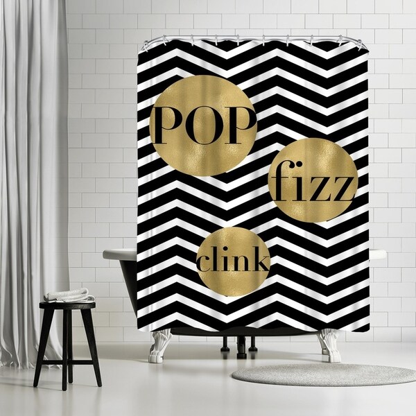 Americanflat Pop Fizz Clink Black White Chevron Shower Americanflat X27 Pop Fizz Clink Black White Chevron Shower Curtain