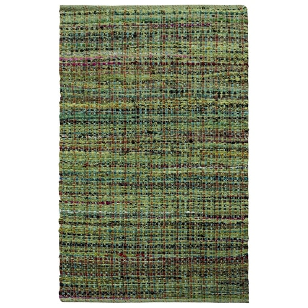 Complex Green Woven 21x34" Cotton Rug - 1'9" x 2'10"