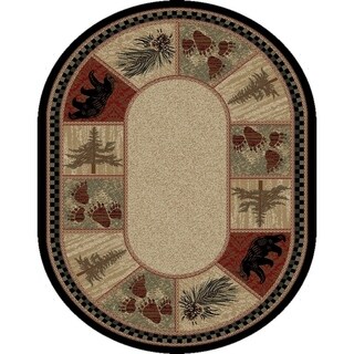 oval 5x7 rustic area bear lodge rug panel x7