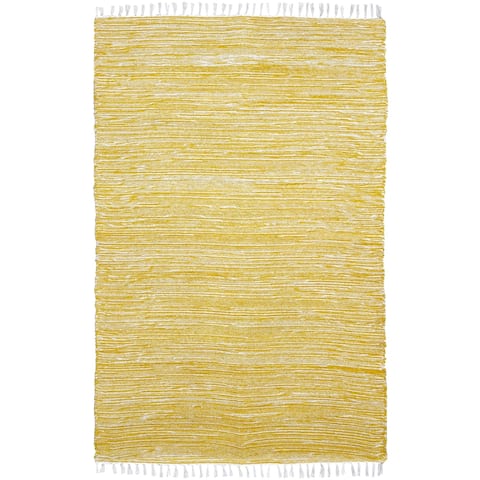 Yellow Complex Chenille Flat Weave Cotton Rug
