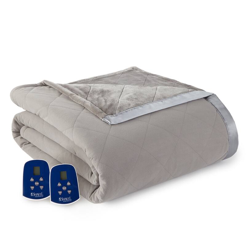 Shavel Quilted Micro Flannel® to Ultra Velvet® Electric Heated Blanket - Smoke - King