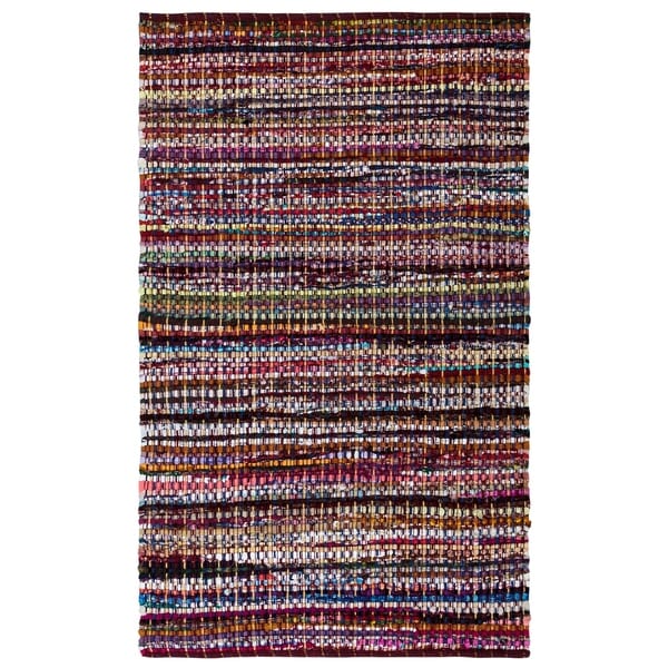 Complex Burgundy Woven 30x50" Cotton Rug - 2'6" x 3'