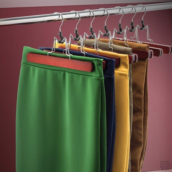 Pants Clip Clothes Hangers for Skirts Jeans Shorts Premium Wooden Trouser Hangers 360/° Swivel Hook Solid Lacquered Non Slip Wooden Hangers Set of 10 Cloth Safe Lock Skirt Hangers Slacks