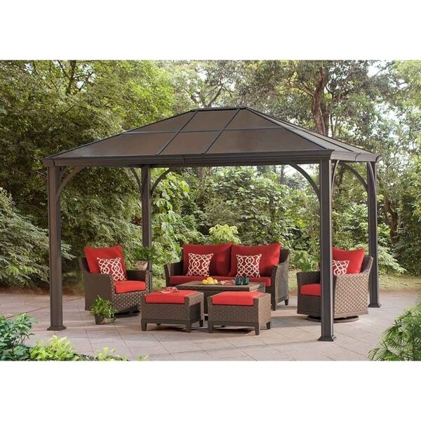 Shop Sunjoy Kramer Brown Polycarbonate 10foot x 12foot Hardtop Gazebo