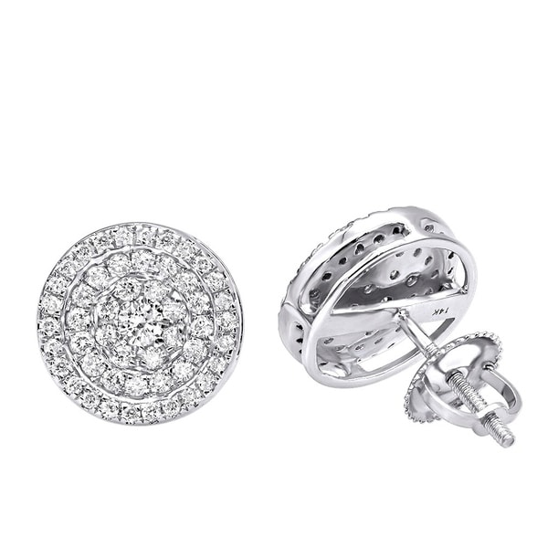 Shop Pave Diamond Earrings for Men & Women 14k Gold 3/4ct Studs Real Diamonds by Luxurman - On ...