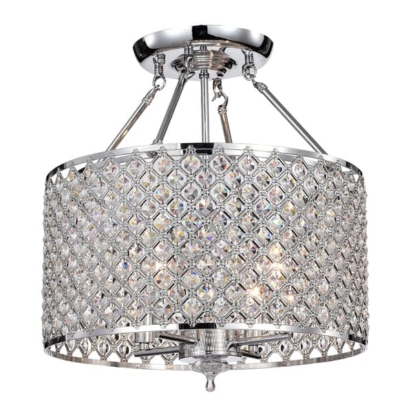 Daniel Chrome 4 Light Semi Flushmount With Crystal Shade Silver Daniel Chrome 4 Light Semi Flushmount With Crystal Shade Silver