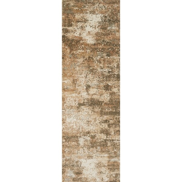 Shop Distressed Abstract Brown/ Beige Runner Rug 2'7" x 8' Runner