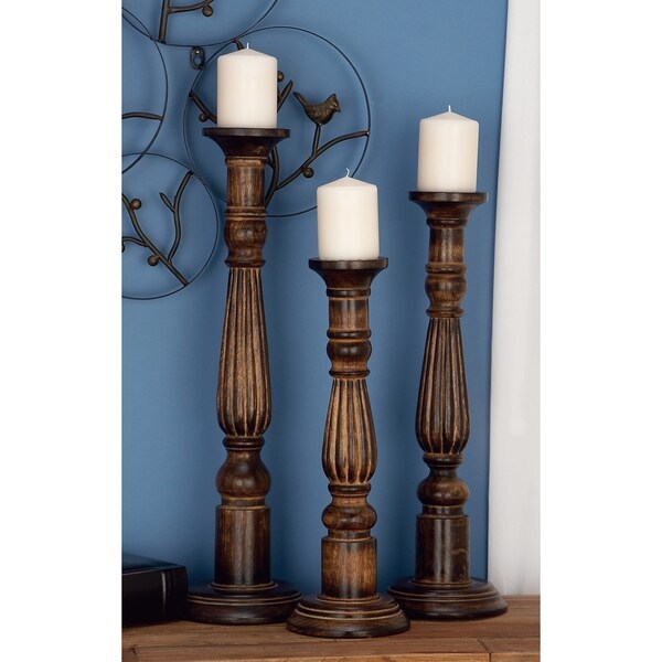 Gracewood Hollow Nesbit 3-piece Wooden Candle Holder Set
