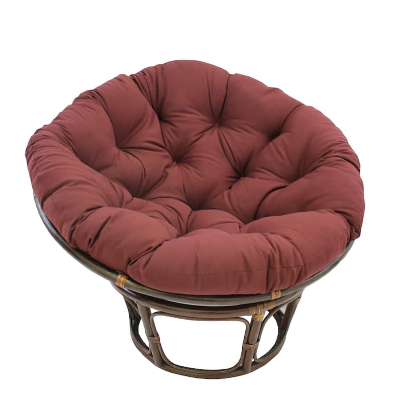 Bali 42-inch Rattan Papasan Chair with Twill Cushion - Burgundy