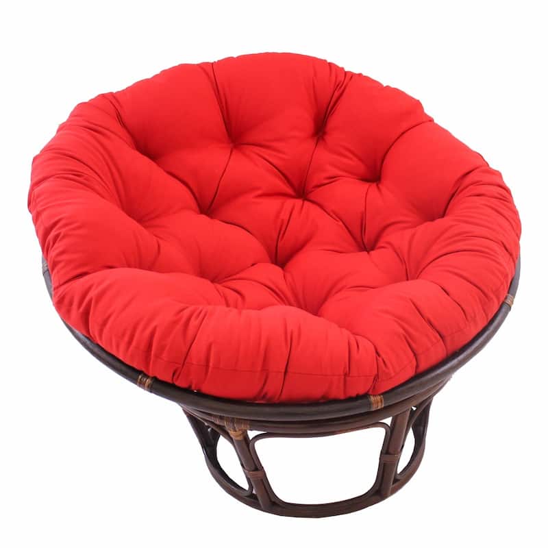 Bali 42-inch Rattan Papasan Chair with Twill Cushion - Red