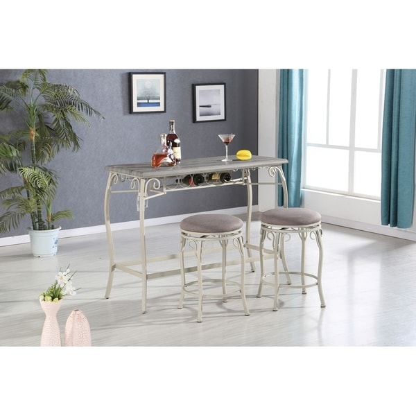 Modish 3 Piece Pack Counter Height Set, Oak Gray
