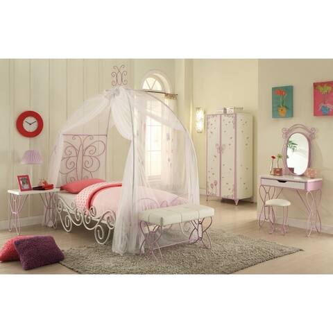 Angel Full Bed with Canopy, White & Purple