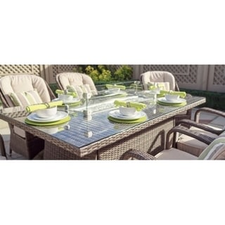 Ellington Outdoor Propane 6-Seat Rectangular Gas Fire Pit Table- (TABLE ONLY)