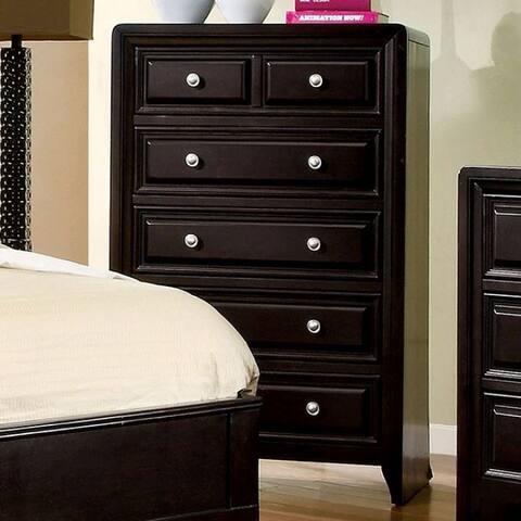 6 Drawers Transitional Style Wooden Chest, Espresso Brown