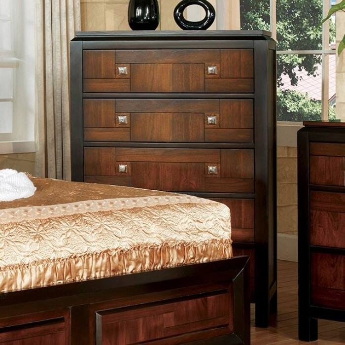 Wooden Chest With Square Chrome Knobs, Brown