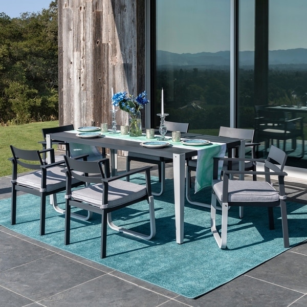 Corvus Adeline 7-piece Grey and White Patio Dining Set with Cushions