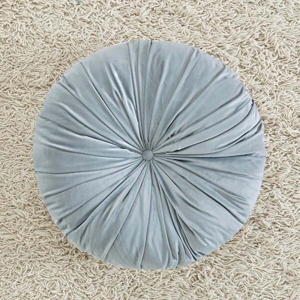 Intelligent Designs Aliza Poly Velvet Round Floor Pillow Cushion