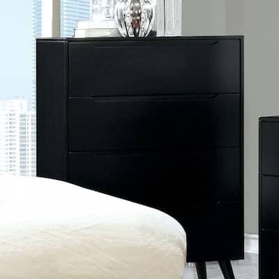 4- Drawer Wooden Chest With Round Tapered Legs, Black