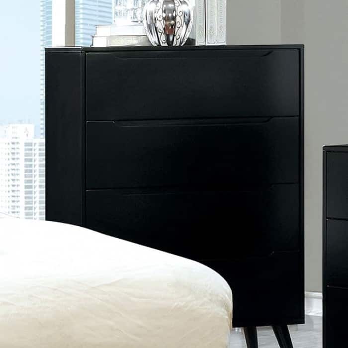 4- Drawer Wooden Chest With Round Tapered Legs, Black