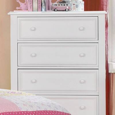 Wooden 5 Drawers Chest, White