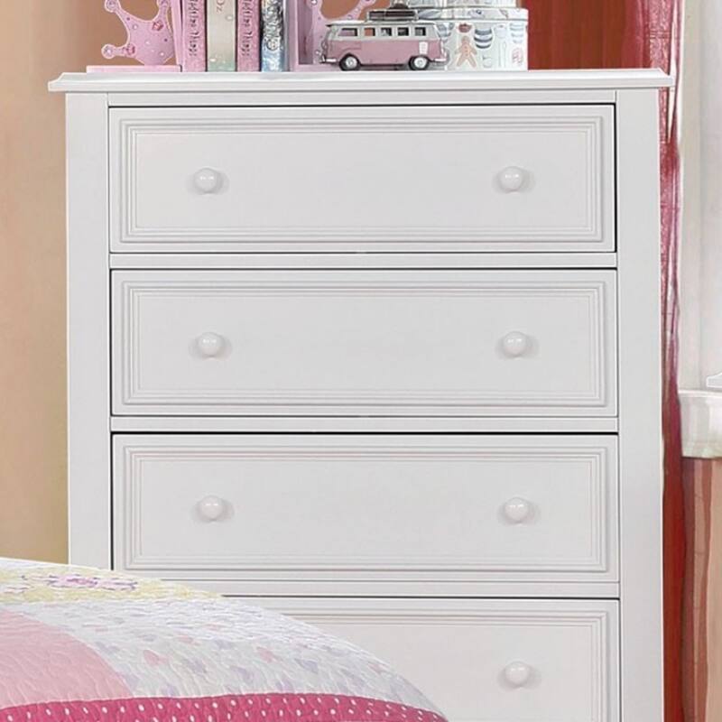 Wooden 5 Drawers Chest, White