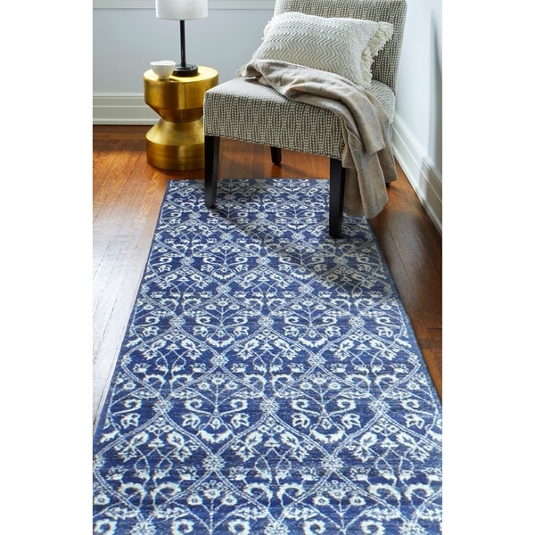 Roxana Dark Blue Transitional Area Rug - 2'6" x 8' Runner