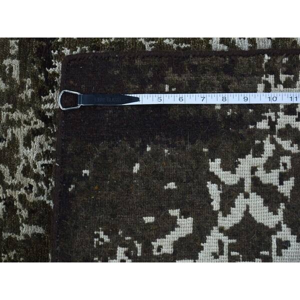 dimension image slide 0 of 2, Hand Knotted Brown Modern & Contemporary with Wool & Silk Oriental Rug - 2' x 2'9