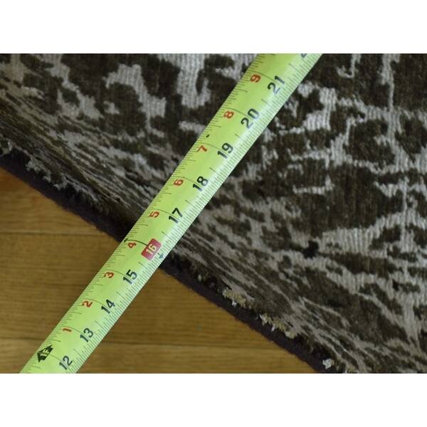 dimension image slide 1 of 2, Hand Knotted Brown Modern & Contemporary with Wool & Silk Oriental Rug - 2' x 2'9