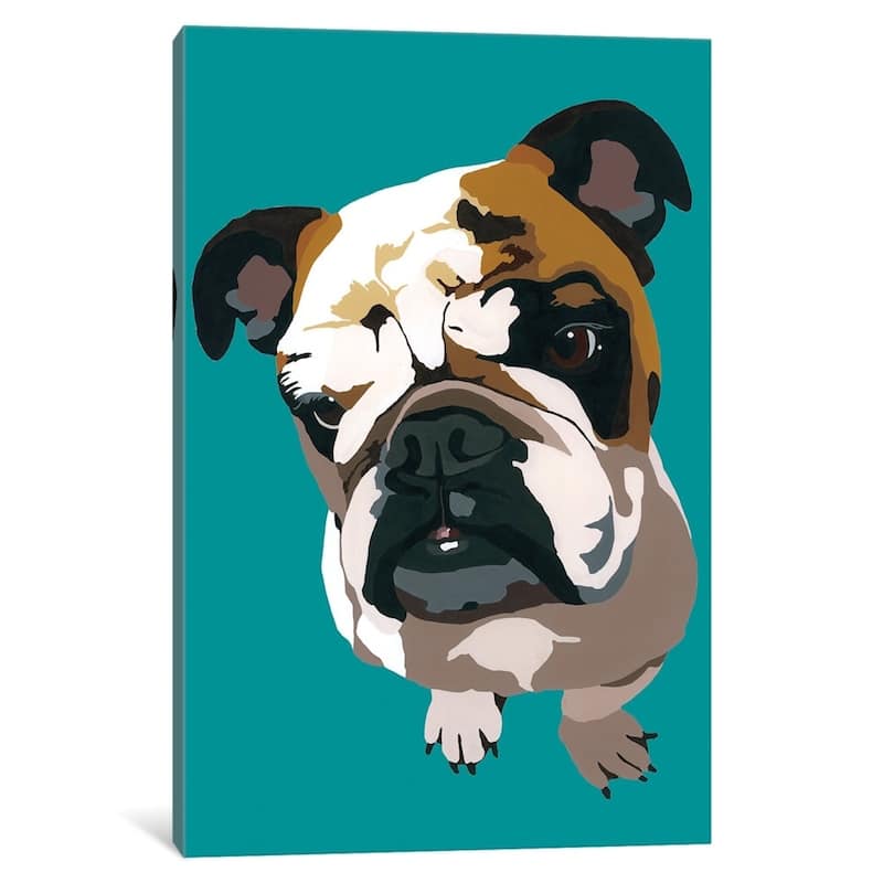 iCanvas "Bulldog On Teal" by Julie Ahmad Canvas Print
