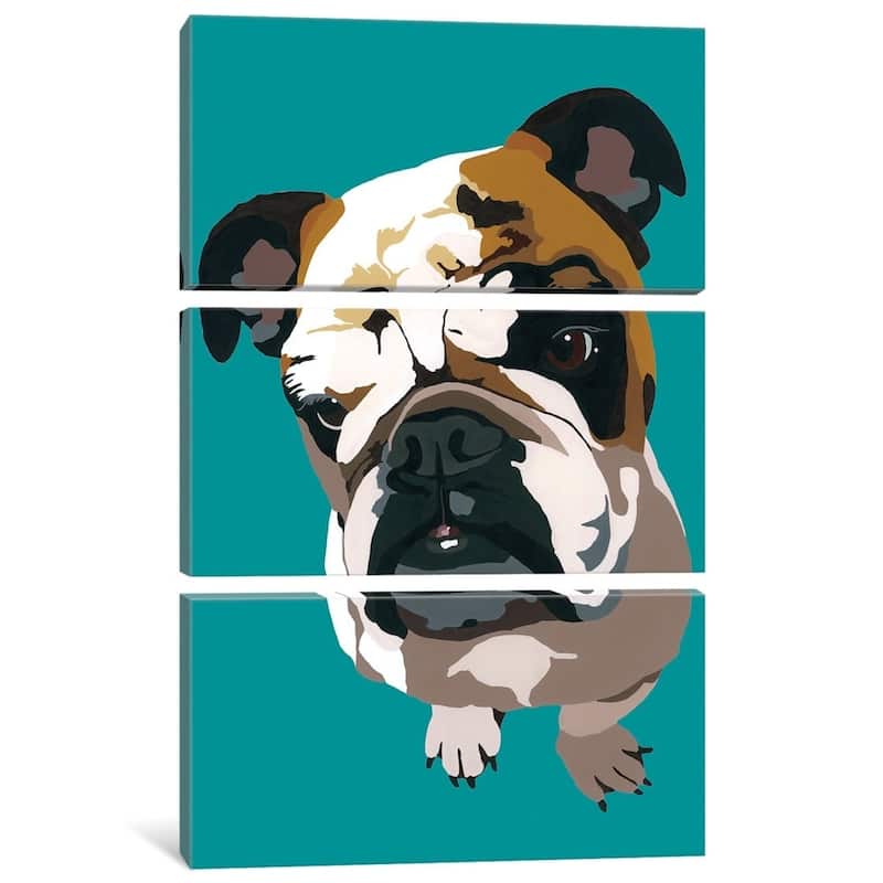 iCanvas "Bulldog On Teal" by Julie Ahmad Canvas Print