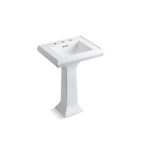 Kohler Memoirs Classic Classic 24" Pedestal Bathroom Sink with 8" Widespread Faucet Holes White