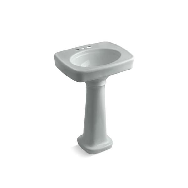 White KOHLER K-2338-4-0 Bancroft Pedestal Bathroom Sink with Centers for 4 Centers