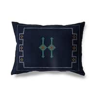 Cactus Silk Navy Lumbar Pillow By Becky Bailey