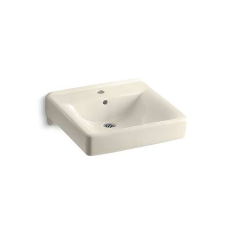Kohler Soho® 20" X 18" Wall-Mount/Concealed Arm Carrier Bathroom Sink with Single Faucet Hole Almond (K-2084-47)