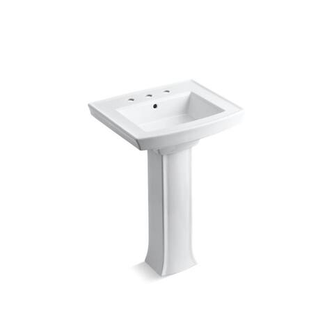 Kohler Archer® Pedestal Bathroom Sink with 8" Widespread Faucet Holes White (K-2359-8-0)