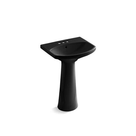 Kohler Cimarron Pedestal Bathroom Sink with 4" Centerset Faucet Holes Almond