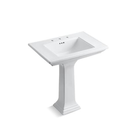 Kohler Memoirs Stately 30" Pedestal Bathroom Sink with Widespread Faucet Holes Almond