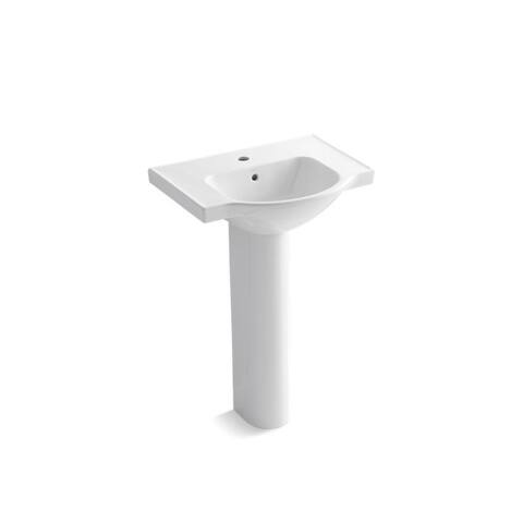 Kohler Veer? 24" Pedestal Bathroom Sink with Single Faucet Hole White (K-5266-1-0)