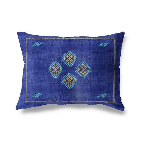 Kilim Bright Indigo Lumbar Pillow By Kavka Designs