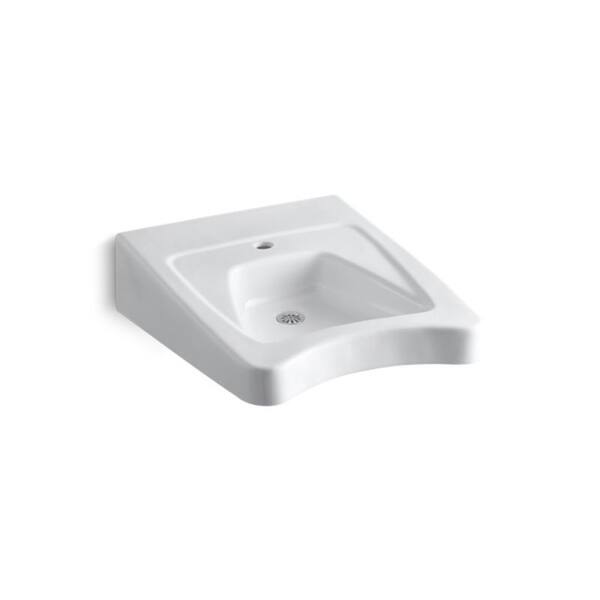 slide 1 of 1, Kohler Morningside™ 20" X 27" Wheelchair Bathroom Sink with Single Faucet Hole White (K-12638-0)